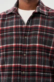 Vişne Yünlü Ekose Desen Yumuşak Yaka Cepsiz Uzun Kol Casual Comfort Fit Gömlek 1004245227 - 4