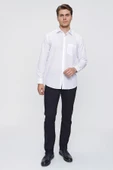 Beyaz Uzun Kol Düz Bez Ayağı 041 Sert Yaka Basic Comfort Fit Gömlek 1004245051 thumbnail 2