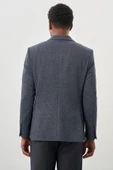 Lacivert Desenli Örme Mono Yaka Astarsız Esnek 6 Drop Slim Fit Casual Ceket 1002245161 - 5