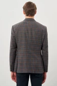 Füme Ekose Desen Bez Ayağı Mono Yaka Tam Astar Esnek 6 Drop Slim Fit Classic Ceket 1002245160 thumbnail 5