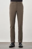 Koyu Vizon Esnek Yandan Cepli Casual Slim Fit Chino Pantolon 1003245174 - 1