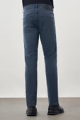 İndigo Mavi Düz Gabardin Pamuklu 5 Cep Slim Fit Casual Denim Pantolon 1023245158 - 4