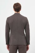 Koyu Kahverengi Örme Kılıç Yaka 6 Drop Slim Fit Ceket 1002245156 thumbnail 5