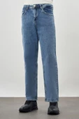 Koyu Lacivert Düz Cord Pamuklu 5 Cep Oversize Casual Denim Pantolon 1023245156 - 1