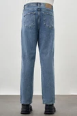 Koyu Lacivert Düz Cord Pamuklu 5 Cep Oversize Casual Denim Pantolon 1023245156 - 4