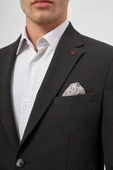 Siyah Gofreli Mono Yaka 6 Drop Slim Fit Classic Ceket 1002245158 - 6
