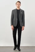 Koyu Antrasit Gabardin Mono Yaka Tam Astar Esnek 6 Drop Slim Fit Casual Ceket 1002245162 thumbnail 2