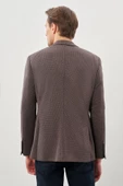 Koyu Kahverengi Kazayağı Desen Örme Mono Yaka 2 Düğme 6 Drop Slim Fit Classic Ceket 1002245166_400 thumbnail 5