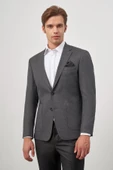 Koyu Antrasit Kazayağı Desen Mono Yaka 6 Drop Slim Fit Classic Ceket 1002245106 thumbnail 5
