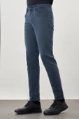 İndigo Mavi Düz Gabardin Pamuklu 5 Cep Slim Fit Casual Denim Pantolon 1023245158 - 3