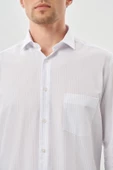 Beyaz Uzun Kol Desen İtalyan Yaka Cepli Pamuklu Classic Comfort Fit Gömlek 1004245185 thumbnail 4