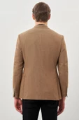 Taba Düz Örme Mono Yaka Kelebek Astar Çift Yırtmaç 2 Düğme 6 Drop Slim Fit Classic Ceket 1002245133 thumbnail 5