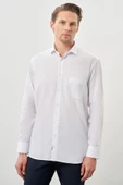 Beyaz Uzun Kol Desen İtalyan Yaka Cepli Pamuklu Classic Comfort Fit Gömlek 1004245185 thumbnail 1