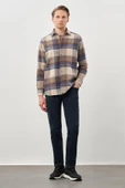 Siyah Yünlü Ekose Desen Yumuşak Yaka Cepsiz Uzun Kol Casual Comfort Fit Gömlek 1004245227 - 2