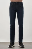 Koyu Lacivert Düz Gabardin Pamuklu 5 Cep Slim Fit Casual Denim Pantolon 1023245159 thumbnail 2