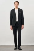 Siyah Gabardin Mono Yaka Tam Astar Esnek 6 Drop Slim Fit Casual Ceket 1002245162 - 2