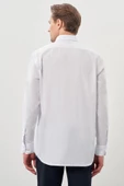 Beyaz Uzun Kol Desen İtalyan Yaka Cepli Pamuklu Classic Comfort Fit Gömlek 1004245185 thumbnail 5