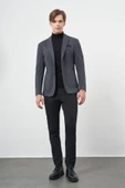 Koyu Lacivert Örme Mono Yaka 6 Drop Slim Fit Ceket 1002245152 thumbnail 2