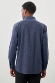 Koyu Lacivert Uzun Kol Cepli Pamuklu Classic Comfort Fit Gömlek 1004245215 thumbnail 5