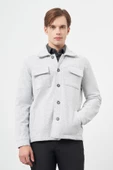 Gri Örme Polo Yaka Jakarlı Desen Yırtmaçsız Astarsız Slim Fit Classic Mont 1007245161 - 1