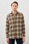 Siyah Yünlü Ekose Desen Yumuşak Yaka Cepsiz Uzun Kol Casual Comfort Fit Gömlek 1004245227 - 6
