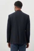 Koyu Lacivert Desenli Örme Mono Yaka Tam Astar Esnek 6 Drop Comfort Fit Casual Ceket 1002245164 thumbnail 5