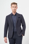 Koyu Lacivert Örme Mono Yaka 6 Drop Slim Fit Ceket 1002245151 thumbnail 3