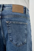 Koyu Lacivert Düz Cord Pamuklu 5 Cep Oversize Casual Denim Pantolon 1023245156 - 5