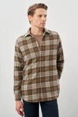 Siyah Yünlü Ekose Desen Yumuşak Yaka Cepsiz Uzun Kol Casual Comfort Fit Gömlek 1004245227 - 7