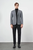 Koyu Antrasit Örme Mono Yaka 6 Drop Slim Fit Ceket 1002245154 thumbnail 2