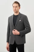 Koyu Antrasit Gabardin Mono Yaka Tam Astar Esnek 6 Drop Slim Fit Casual Ceket 1002245162 thumbnail 3