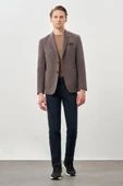 Koyu Kahverengi Kazayağı Desen Örme Mono Yaka 2 Düğme 6 Drop Slim Fit Classic Ceket 1002245166_400 thumbnail 2