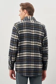 Siyah Yünlü Ekose Desen Yumuşak Yaka Cepsiz Uzun Kol Casual Comfort Fit Gömlek 1004245227 - 5