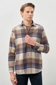 Siyah Yünlü Ekose Desen Yumuşak Yaka Cepsiz Uzun Kol Casual Comfort Fit Gömlek 1004245227 - 3
