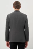 Koyu Antrasit Gabardin Mono Yaka Tam Astar Esnek 6 Drop Slim Fit Casual Ceket 1002245162 thumbnail 5
