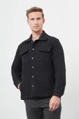 Siyah Örme Polo Yaka Jakarlı Desen Yırtmaçsız Astarsız Slim Fit Classic Mont 1007245160 - 1