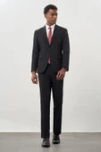 Siyah Düz Kılıç Yaka Yünlü 6 Drop Slim Fit Classic Takım Elbise 1001245179 - 1