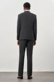Koyu Antrasit Düz Kılıç Yaka Yünlü 6 Drop Slim Fit Classic Takım Elbise 1001245179 - 5