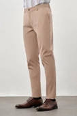 Koyu Bej Pamuklu Yandan Cepli Casual Slim Fit Chino Pantolon 1003245168 thumbnail 3