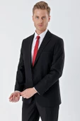 Siyah Gabardin Mono Yaka 6 Drop Comfort Fit Rahat Kesim Basic Takım Elbise 1001245010 - 1