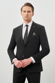 Siyah Düz Mono Yaka Esnek 6 Drop Slim Fit Classic Takım Elbise 1001245178 - 3