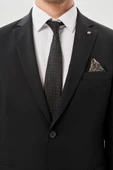 Siyah Düz Mono Yaka Esnek 6 Drop Slim Fit Classic Takım Elbise 1001245178 - 4