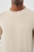 Taş Rengi Uzun Kollu Örme Bisiklet Yaka Pamuklu Slim Fit Dar Kesim Triko 1012245151 - 4
