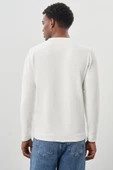 Açık Krem Uzun Kollu Örme Bisiklet Yaka Pamuklu Slim Fit Dar Kesim Triko 1012245151 - 5