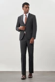Koyu Antrasit Düz Kılıç Yaka Yünlü 6 Drop Slim Fit Classic Takım Elbise 1001245179 - 1