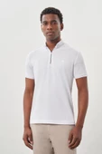 Beyaz Kısa Kol Düz Pike Polo Yaka Cepsiz Pamuk Casual Slim Fit Tişört 1011245900_600 thumbnail 1