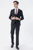 Siyah Mono Yaka Çift Yırtmaç Yelekli 6 Drop Slim Fit Dar Kesim Basic Takım Elbise 1001245186 thumbnail 3