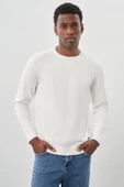 Açık Krem Uzun Kollu Örme Bisiklet Yaka Pamuklu Slim Fit Dar Kesim Triko 1012245151 - 1