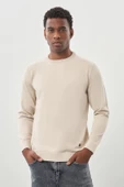 Taş Rengi Uzun Kollu Örme Bisiklet Yaka Pamuklu Slim Fit Dar Kesim Triko 1012245151 - 3