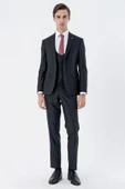Siyah Mono Yaka Çift Yırtmaç Yelekli 6 Drop Slim Fit Dar Kesim Basic Takım Elbise 1001245186 thumbnail 2